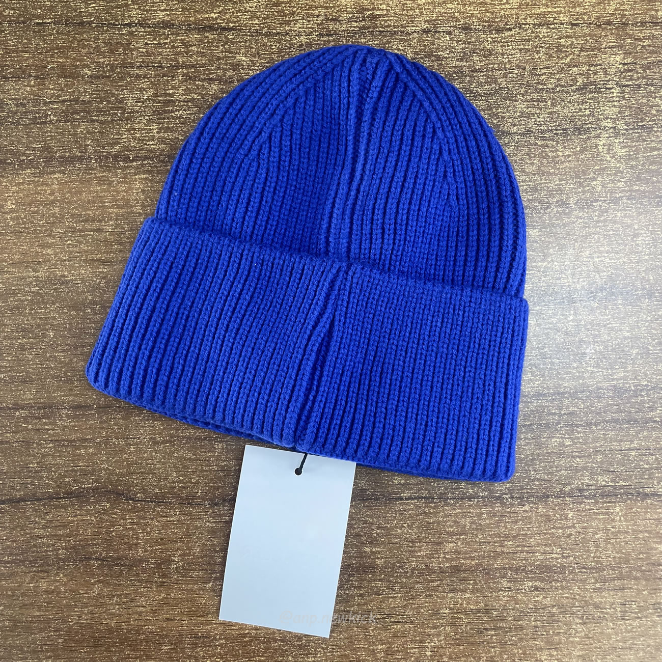 Moncler Logo Patch Ribbed Knit Beanie Black Blue (8) - newkick.vip